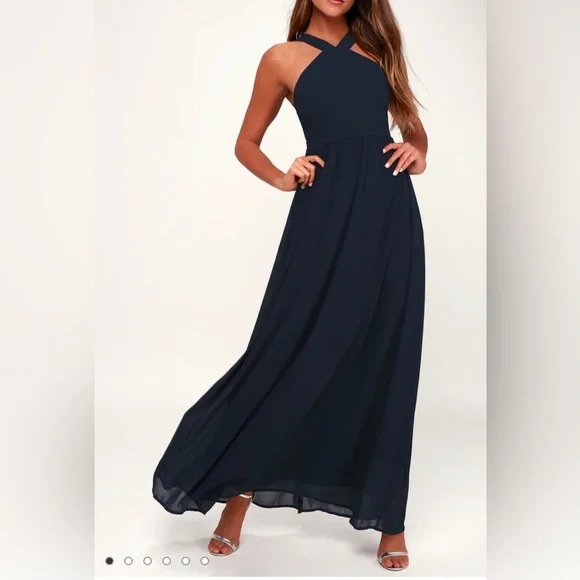 Lulus | Dresses | Navy Blue Maxi Lulu Dress | Poshmark